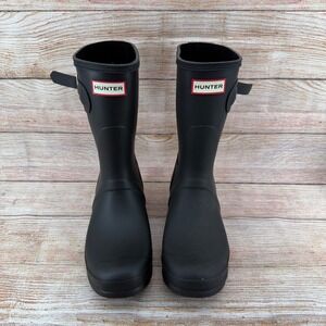 Hunter Original Short Black Matte Rain Boots Womens 9 WFS1000RMA-O